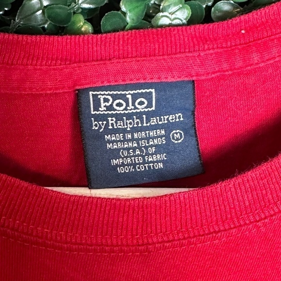 Polo Ralph Lauren Men’s Red Short Sleeve T-Shirt Embroidered Logo Size Medium - Picture 4 of 5